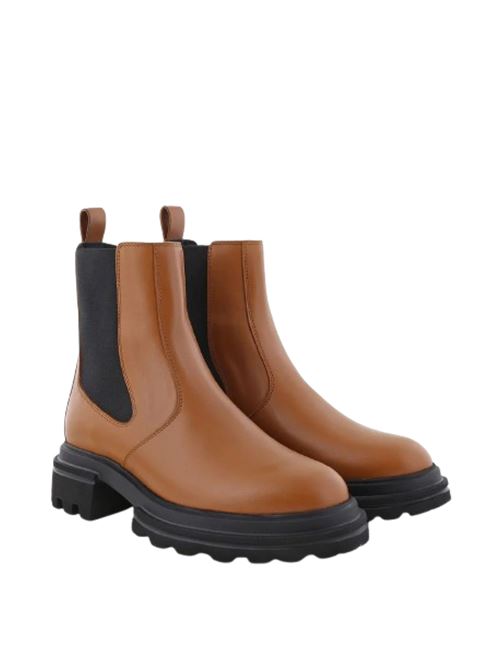 Stivaletti da donna con banda elastica color cuoio HOGAN | HXW6740FM006LOS018
